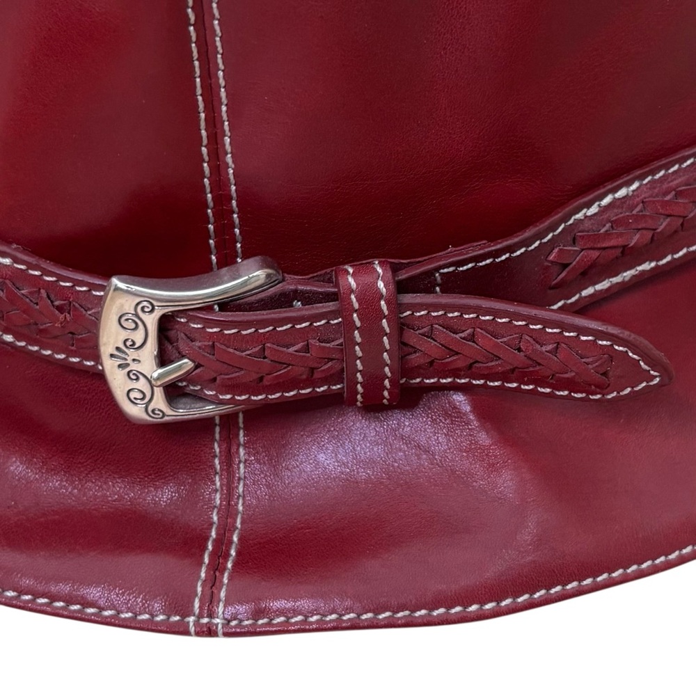 Brighton Cherry Red Leather Bucket Hat Boho OS - Picture 5 of 14